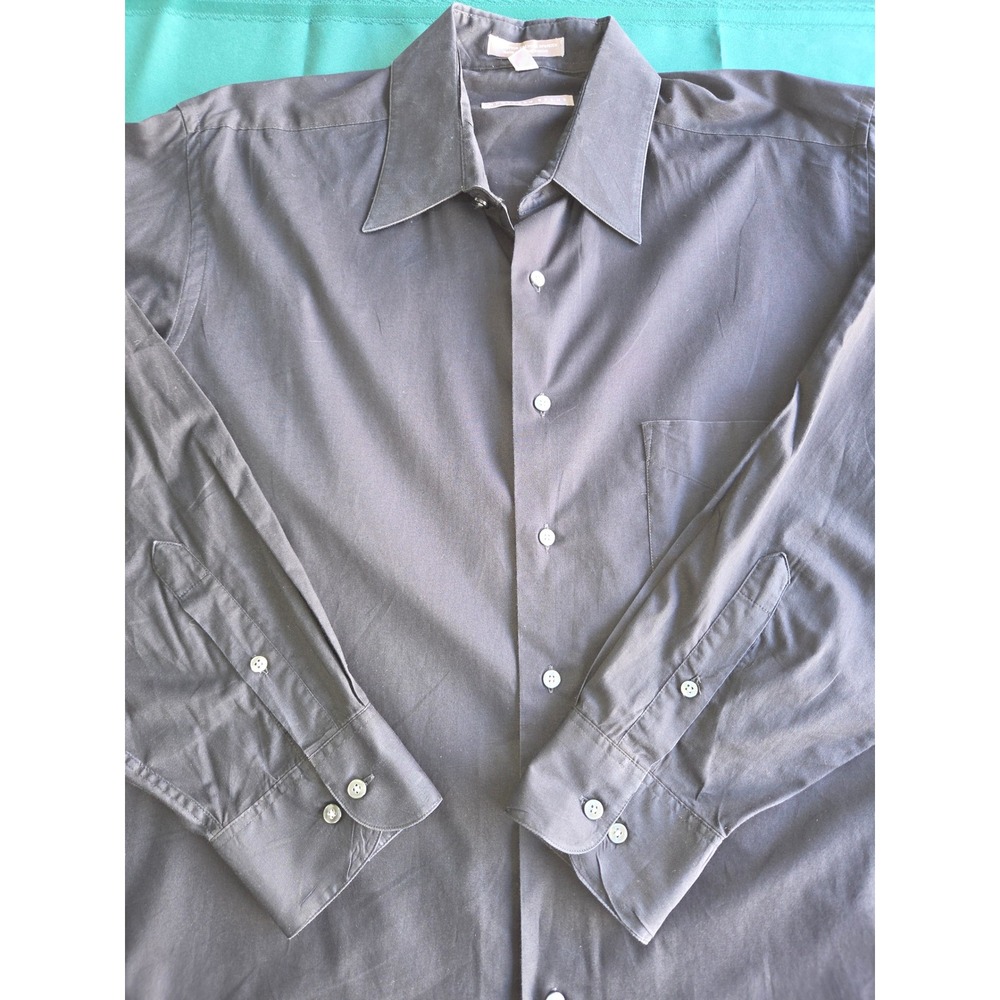 Geoffrey Beene Mens Black Long Sleeve Button Down Dress Shirt 17 34/35 Stretch